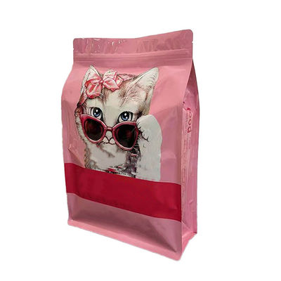 Customized Logo Eight Sided Seal Laminated Plastic Bag 40mic~250mic For Pet Food Bags