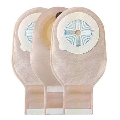 Medical One piece Ostomy Bag Stoma Pouch Beige Color Drainable 65mm Cut One Piece System Ostomy Bag
